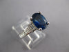 3.18CT DIAMOND AAA SAPPHIRE 14K WHITE GOLD OVAL & PRINCESS ENGAGEMENT RING 27323