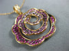 LARGE 1.36CT DIAMOND & AAA PINK SAPPHIRE 18KT ROSE GOLD FLOWER ROSE LOVE PENDANT