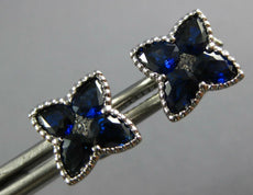 2.08CT DIAMOND & AAA SAPPHIRE 18KT WHITE GOLD CLASSIC FLOWER STAR STUD EARRINGS