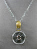 ESTATE .75CT DIAMOND 14KT WHITE & YELLOW GOLD WAVE HANDCRAFTED FLOATING PENDANT