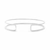 ESTATE .32CT DIAMOND 14KT WHITE GOLD 3D CLASSIC 2 ROW PAVE CUFF BANGLE BRACELET