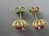 ANTIQUE 2.15CTW DIAMOND RUBY 14KT YLW GOLD ROUND CLUSTER PUSHBACK EARRINGS #1765