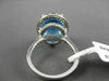 ANTIQUE LARGE 7.28CTW DIAMOND & AAA BLUE TOPAZ 14KT WHITE GOLD 3D OVAL FUN RING