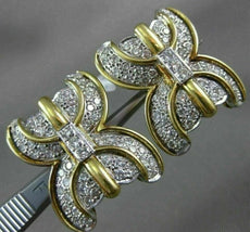 ESTATE LARGE 2.40CT DIAMOND 18KT YELLOW GOLD & PLATINUM X LOVE CLIP ON EARRINGS