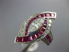 ESTATE LARGE 3.57CT DIAMOND & AAA RUBY 14K WHITE GOLD MARQUISE FILIGREE FUN RING
