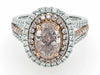 LARGE 2.68CT WHITE & PINK DIAMOND 18KT WHITE ROSE GOLD OVAL HALO ENGAGEMENT RING