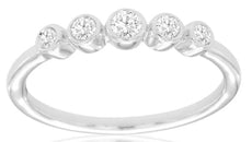 .16CT DIAMOND 14KT WHITE GOLD CLASSIC 5 STONE BEZEL GRADUATING ANNIVERSARY RING