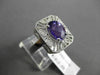 ANTIQUE LARGE 2.48CT DIAMOND & AAA AMETHYST 14KT WHITE GOLD FILIGREE FLORAL RING