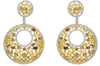 EXTRA LARGE 13.5CT WHITE & MULTI COLOR DIAMOND 18K 2 TONE GOLD CIRCULAR EARRINGS