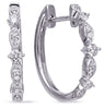 .27CT DIAMOND 14K WHITE GOLD ROUND & MARQUISE SHAPE HUGGIE HOOP HANGING EARRINGS