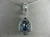 ESTATE LARGE 2.4CT DIAMOND & AAA TANZANITE 14K WHITE GOLD TEAR DROP HALO PENDANT