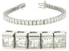 ESTATE 5.0CT DIAMOND 14KT WHITE GOLD PRINCESS CHANNEL INVISIBLE TENNIS BRACELET