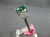 GIA LARGE 3.30CT DIAMOND & AAA EMERALD 18K WHITE GOLD 3D 3 STONE ENGAGEMENT RING