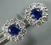 ESTATE .85CT DIAMOND & AAA SAPPHIRE 18K WHITE GOLD CLASSIC FLOWER STUD EARRINGS