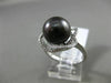 ESTATE LARGE .19CT DIAMOND 14K WHITE GOLD 3D TAHITIAN PEARL FLOWER SOLITARE RING