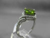 ESTATE WIDE 2.21CT DIAMOND & AAA EXTRA FACET PERIDOT 14KT WHITE GOLD SQUARE RING