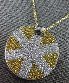 3.52CT DIAMOND & AAA YELLOW SAPPHIRE 18KT WHITE GOLD CIRCULAR STAR FUN PENDANT