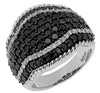 LARGE 2.56CT WHITE & BLACK DIAMOND 14KT WHITE GOLD MULTI ROW ANNIVERSARY PENDANT
