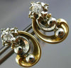 ANTIQUE OLD EURO MINE DIAMOND 14KT 2 TONE GOLD FILIGREE MUSIC EARRINGS #20123