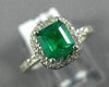 ESTATE 1.32CT DIAMOND & AAA EMERALD 14KT WHITE GOLD HALO ENGAGEMENT RING #22246