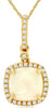 1.54CT DIAMOND & AAA OPAL 14K YELLOW GOLD 3D CUSHION & ROUND HALO SQUARE PENDANT