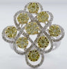 LARGE 1.81CT WHITE & FANCY YELLOW DIAMOND 18KT 2 TONE GOLD CRISS CROSS FUN RING