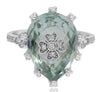 LARGE 8.23CT DIAMOND & AAA GREEN AMETHYST 14KT WHITE GOLD MULTI HEART LOVE RING