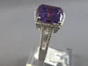 6.31CT DIAMOND & AAA AMETHYST 14KT WHITE GOLD RECTANGULAR HALO FILIGREE FUN RING