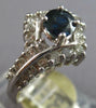 ESTATE 1.07CT DIAMOND & AAA SAPPHIRE 14KT WHITE GOLD 3D V SHAPE ENGAGEMENT RING