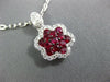 ESTATE 1.07CT DIAMOND & AAA RUBY 18KT WHITE GOLD CLASSIC CLUSTER FLOWER PENDANT