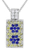 1.01CT DIAMOND & AAA YELLOW & BLUE SAPPHIRE 14KT WHITE GOLD FUN FLOATING PENDANT