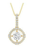 ESTATE .15CT DIAMOND 14KT YELLOW GOLD 3D SOLITAIRE ROUND HALO FLOATING PENDANT