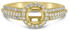 ESTATE .48CT DIAMOND 14K YELLOW GOLD ROUND HALO 3 ROW SEMI MOUNT ENGAGEMENT RING