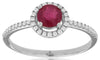 ESTATE .61CT DIAMOND & AAA RUBY 14KT WHITE GOLD ROUND HALO FRIENDSHIP LOVE RING