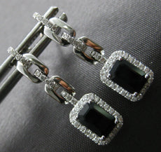 1.58CT DIAMOND & AAA SAPPHIRE 14K WHITE GOLD 3D HALO MULTI LINK HANGING EARRINGS