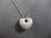 ESTATE .50CT DIAMOND 14KT WHITE GOLD 3D CLASSIC ROUND PAVE PUFF HEART PENDANT