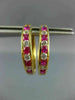 LARGE 2.0CT AAA RUBY & WHITE SAPPHIRE 18KT YELLOW GOLD 3D HUGGIE EARRINGS #22744