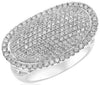 ESTATE WIDE 1.25CT DIAMOND 18KT WHITE GOLD 3D MULTI ROW PAVE SIDEWAYS OVAL RING