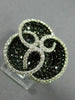 ESTATE LARGE 3.43CT WHITE & BLACK DIAMOND 14KT WHITE GOLD LOVE KNOT FLOWER RING