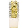 LARGE 3.71CT WHITE & FANCY YELLOW DIAMOND 18K 2 TONE GOLD 3 ROW ANNIVERSARY RING