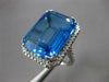 EXTRA LARGE 22.56CT DIAMOND & AAA BLUE TOPAZ 18KT WHITE GOLD 3D EMERALD CUT RING