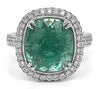 LARGE 7.59CT DIAMOND & AAA PARAIBA TOURMALINE 18KT WHITE GOLD 3D ENGAGEMENT RING