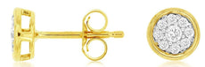ESTATE .18CT DIAMOND 14K YELLOW GOLD CLASSIC FLOWER CLUSTER BEZEL STUD EARRINGS