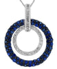 1.45CT DIAMOND & AAA SAPPHIRE 14KT WHITE GOLD 3D MULTI ROW FUN FLOATING PENDANT