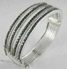 ANTIQUE WIDE 5.9CT DIAMOND 18KT W GOLD MULTI ROW BANGLE