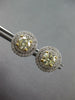 LARGE 1.6CT WHITE & FANCY YELLOW DIAMOND 18KT 2 TONE GOLD 3D HALO STUD EARRINGS