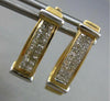 WIDE .74CT DIAMOND 14KT 2 TONE GOLD 3D PRINCESS UMBRELLA HUGGIE HANGING EARRINGS