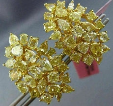ESTATE EXTRA LARGE 9.32CT FANCY YELLOW DIAMOND 18KT YELLOW GOLD CLIP ON EARRINGS