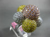 ESTATE EXTRA LARGE 7.21CT MULTI COLOR DIAMOND 18K TRI COLOR GOLD FLOWER FUN RING