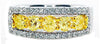 WIDE 1.13CT WHITE & CANARY DIAMOND 18KT 2 TONE GOLD FIVE STONE ANNIVERSARY RING
